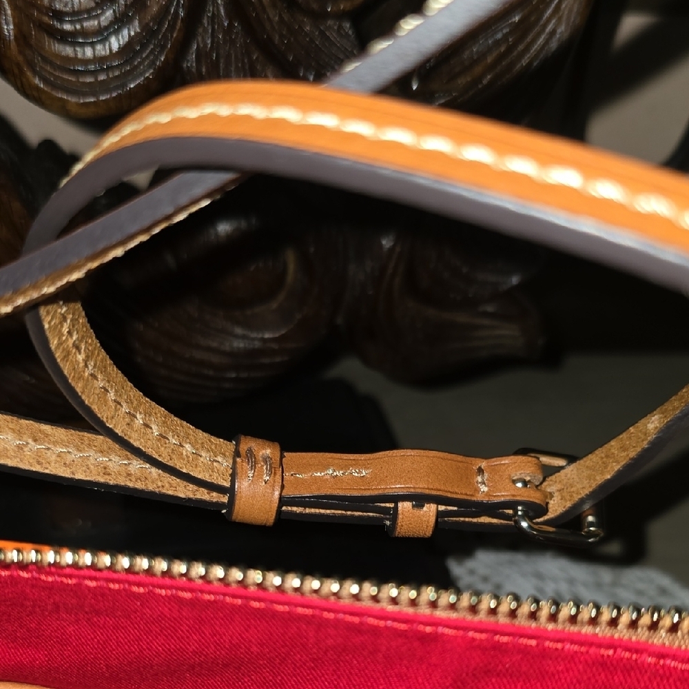 Dooney & Bourke Orange Leather Small Crossbody with Contrast Trim - Picture 10 of 11